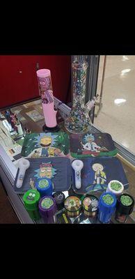 Rick and Morty products available at clutch city smoke shop.