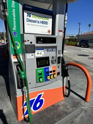 Gas Pump: Diesel, Regular, Plus, Premium, E85 (pump behind)