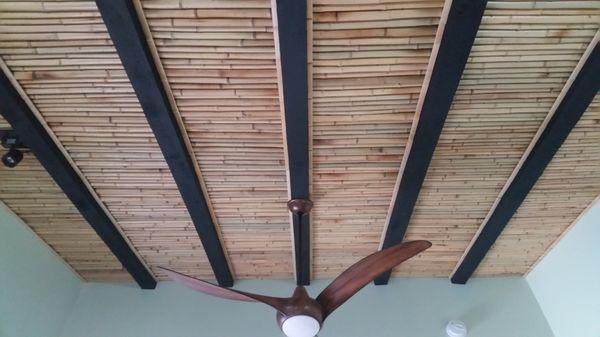 Bamboo ceiling covering added insulation