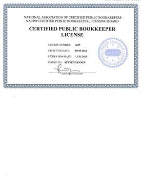 Highly Qualified Licensed Certified Public Bookkeeper -  Verified