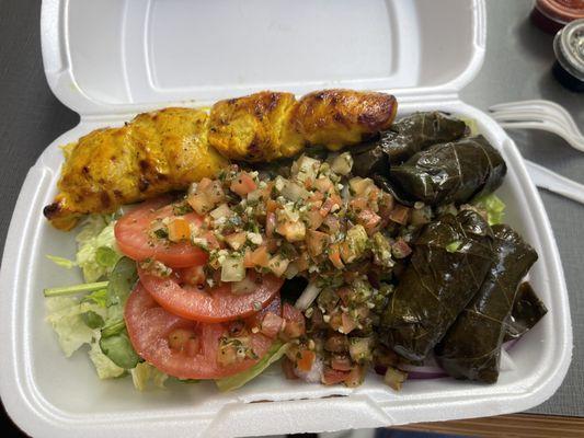 Pioneer Plate  Salad and 4 delicious  dolmas