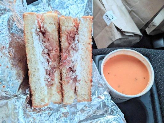 Grilled cheese ($12) paired with separate order of tomato soup ($6 L soup of the day)