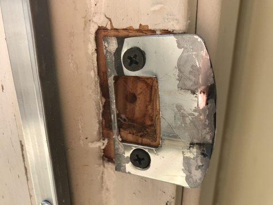 Door frame damaged by Silicon Valley Foundation.