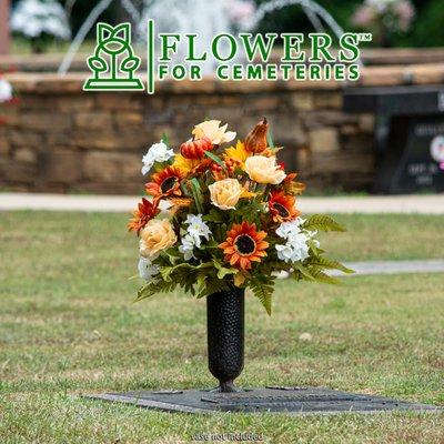 Auburn Sunflower and Pumpkin Mix Cemetery Bouquet.