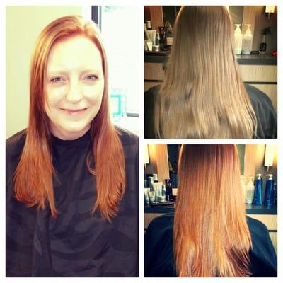 This is a recent color and cut I did. We comoletely re-vamped her beautiful strawberry blonde locks!