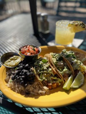 Pineapple margarita and taco plate special