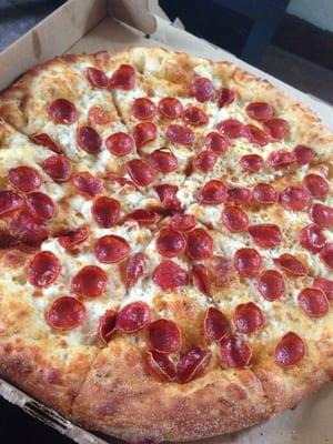 White pizza with pepperoni