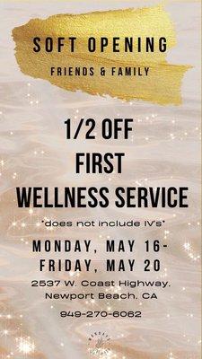 1/2 off Wellness services !!