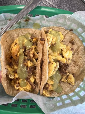 Chorizo, egg, and cheese breakfast tacos