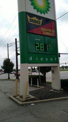 12¢ cheaper a gallon than station on Hiller-Rome.