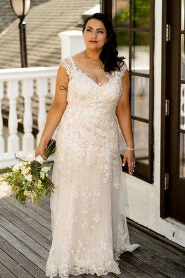 Wedding dress alterations with built in bra, what a great job!