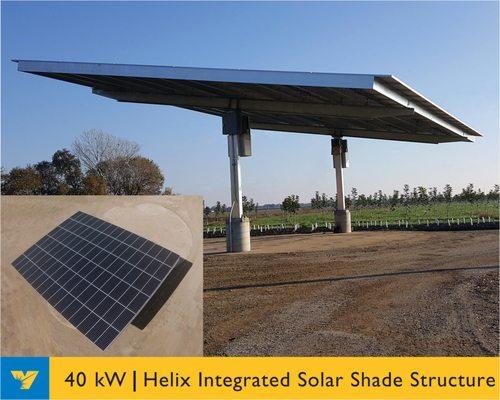 Valley Solar installs a 40 kW SunPower Helix Shade Structure at Blossom Vineyards in Thornton, CA.