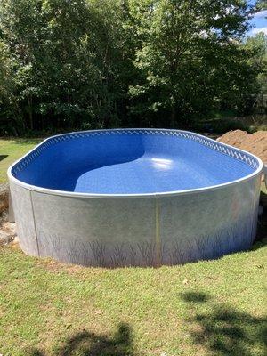 Radiant oval pool installation