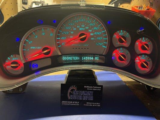 Chevy Silverado gauge repair , custom , leds, glow needles , Escalade