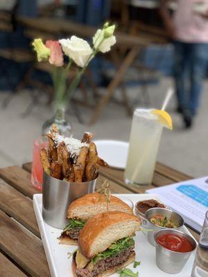 Incredibly flavorful burger with truffle fries