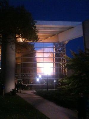 Main entrance off of Fletcher. Parking structure to right. Huron to left.