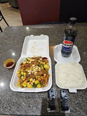 Combination Kung Pao with a Pepsi Zero!