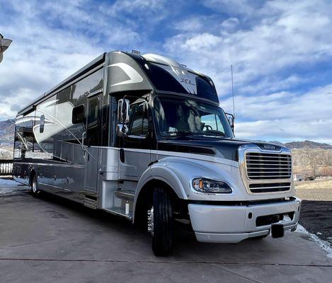 This RV Received Our Ultimate Detail Package, Which Includes: Compound, Buff, & Polish, Wash & Wax, Headlight Restoration and Much More!