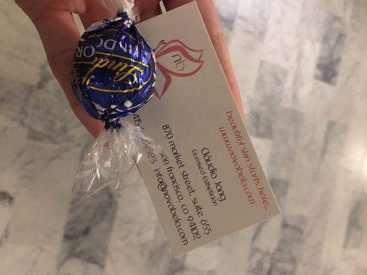 Complimentary Lindt chocolate