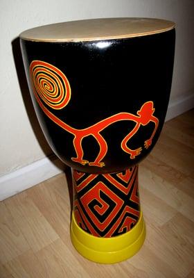 Custom painted djembe w/wood top