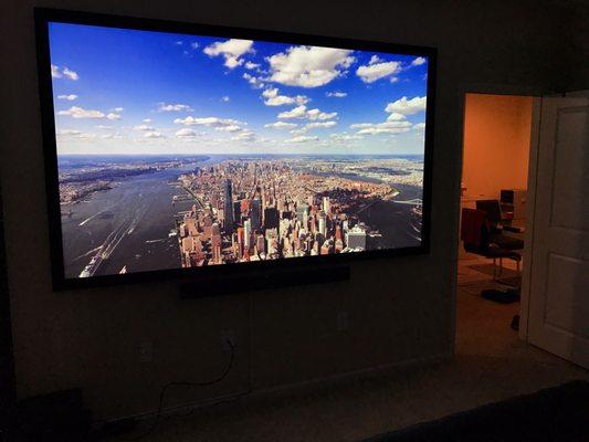 110" projector screen and Epson 4K projector in the BEDROOM, WOW!!  great installation.