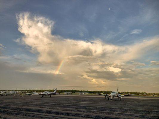 Rainbow  over the field looking towards the West.