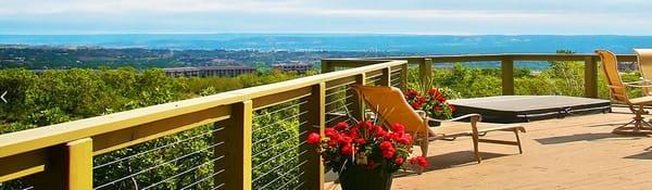 Our beautiful patio work overlooking the Colorado Springs area, a picturesque view enhanced by the quality work done by Genesis.