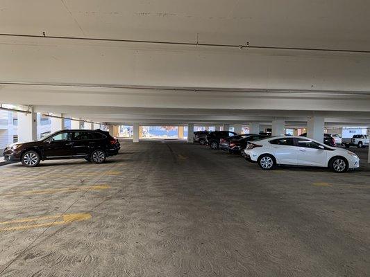 We usually park between the top and bottom levels.