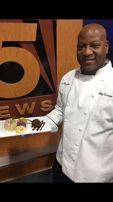 Celebrity Chef Brian Reynolds featured on Fox 5 Atlanta doing a cooking demonstration