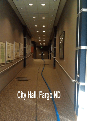 Cleaning carpet in the City Hall of Fargo, ND