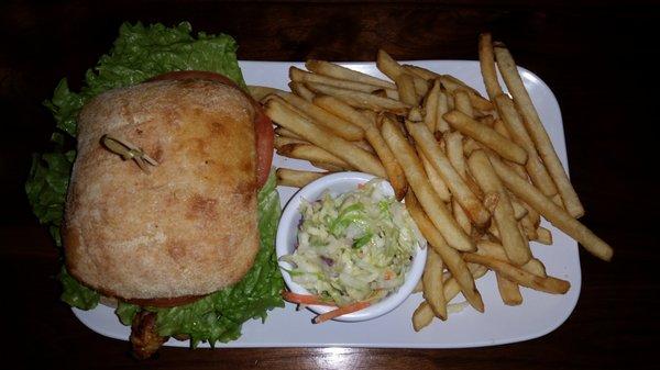 Chicken Ciabatta Sandwich (1.5 Stars) w/ French Fries (3 Stars) & Coleslaw (3 Stars) - $11.25