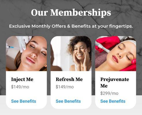 Memberships offered at Prejuvenation Aesthetics.