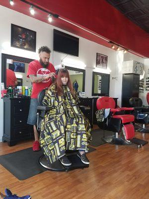 Daughter getting hair cut last time