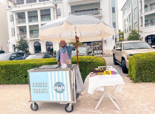 Our new frozen treat cart in Alys beach! Catch us at all the events in the amphitheater