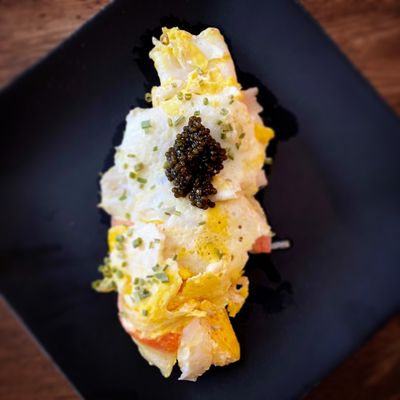 Homemade crab and Losurdo's mutz cheese omelette with caviar and chives!