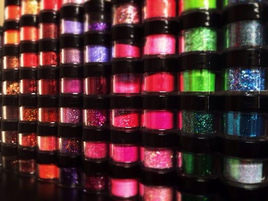 Some of the many glitter selections to choose from.