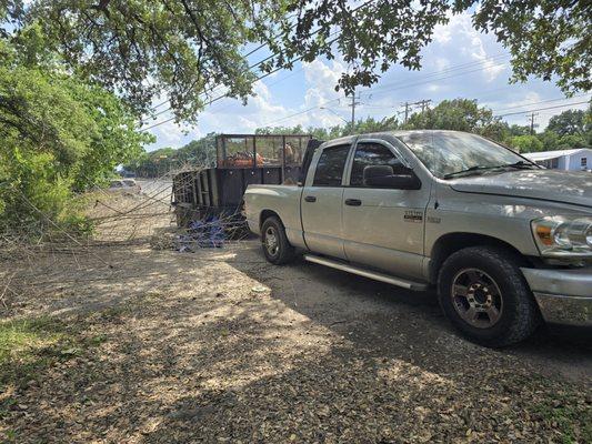 Their hauling truck and trailer