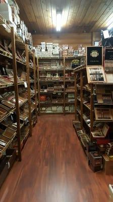 Looking in to the humidor at Jerry's Cigar Shop & Lounge