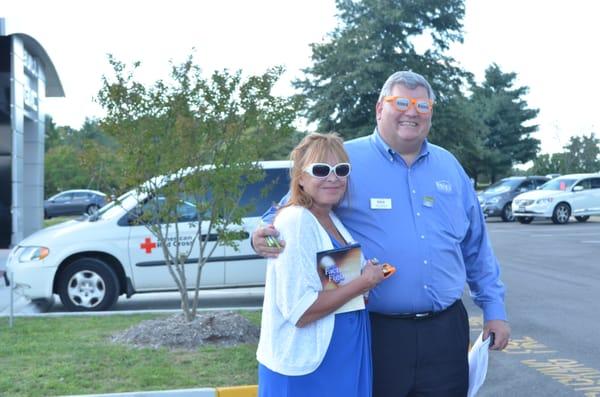 Barry Moore and Debbie Johnston gearing up for an American Red Cross blood drive, held 9/7/2013