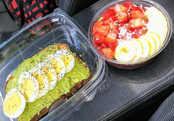 Avocado toast and acai bowl.