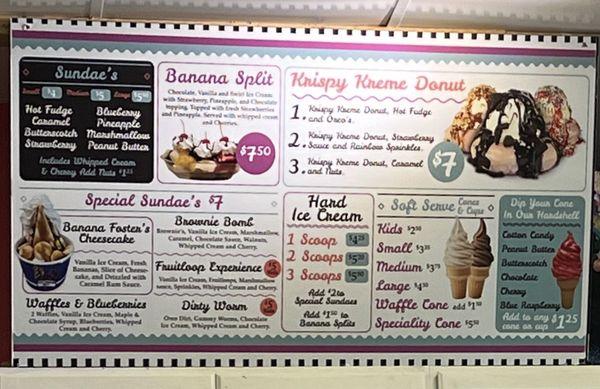 Dessert menu