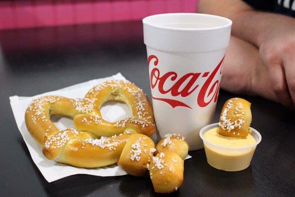 Need a snack? How about one of our hot pretzels or pretzel bites with cheese?