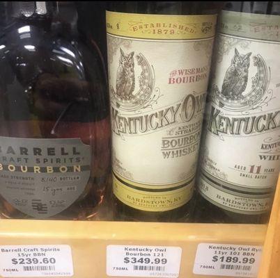 Overpriced Barrell Bourbon and Kentucky Owl