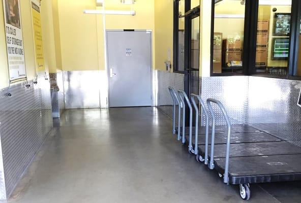 Carts and dollies are available and free for use while at Safeguard to make moving your items into your storage locker easier.