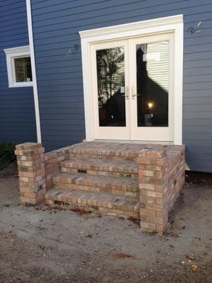 Custom built brick steps.