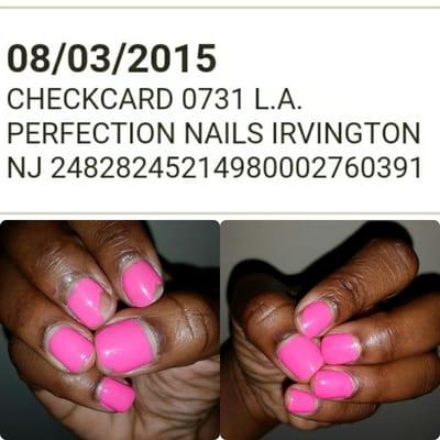 Result of a gel manicure from 7/31....by 8/3 the transaction showed & I had 3 full days of a $25 intolerable gel manicure. Smh