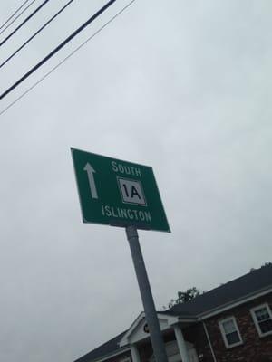 Town Of Westwood -- Sign for Islington Center, Route 1A, Westwood / Islington, MA