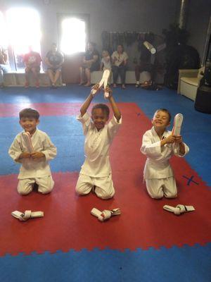 Lil' Dragons belt promotion.
These little guys are between the ages of 4-7 years old.