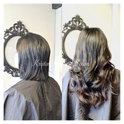 Hair Extensions and Color before & after