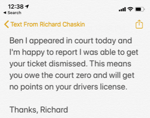 Confirmation of dismissed citation from Richard Chaskin